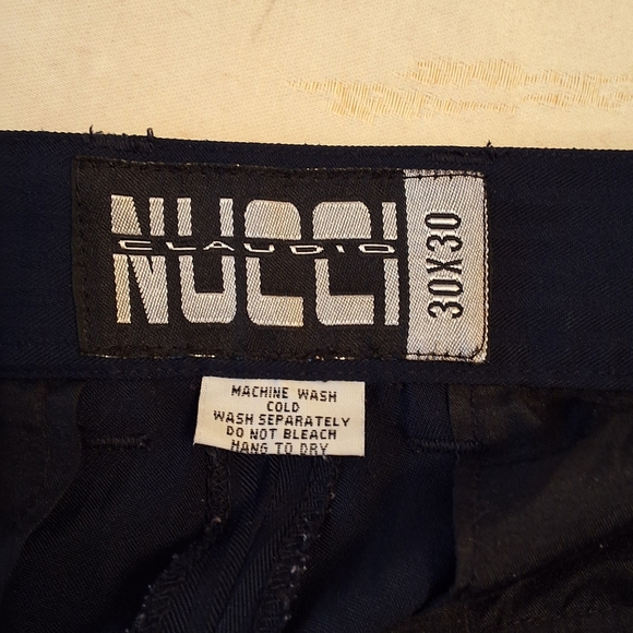 Claudio Nucci, Men's 30x30 Navy Blue Cuffed Dress Pants - Picture 2 of 7